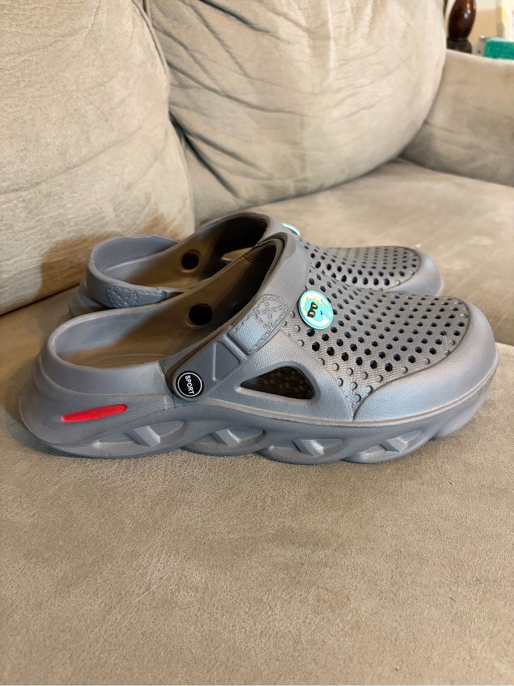 Source Unknown Gray Ventilated Slip-On Clog with Heel Strap